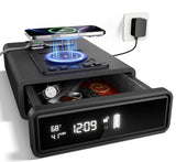 Smart Biometric Safe with Wireless Charging for Phone & Watch, 3 Access Methods to Unlock, Nightstand Drawer Safe LED Display wi