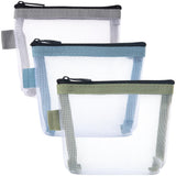 BEIQIYA 3pcs Mini Mesh Makeup Bags, Small Zipper Mesh Makeup Bags, Portable Cosmetic Pouch for Woman Purse Lipstick Keys Essenti