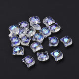 KISSITTY 200pcs Cat Glass Beads for Jewelry Making, Clear AB Color Cat Head Shape Center Drilled Glass Crystal Spacer Bead Charm