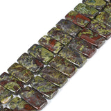 20mm Dragon Blood Jasper Fashion Flat Rectangle Loose Beads Double Holes DIY Jewelry Making Strand 8