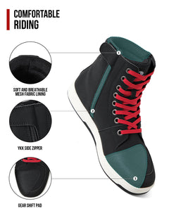 BORLENI Motorcycle Riding Shoes Road Street Motocross Protective Boots for Men, Casual Breathable Powersports Shoes Black