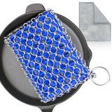 Cast Iron Scrubber with Bamboo Fiber Cloth and Pan Scraper, 316L Cast Iron Cleaner Set Removes Stains, Protects Coatings, Safe