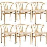 Yaheetech Dining Chairs Set of 6 Kitchen Chairs Rattan Chair Wood Dining Chair with Backrest Modern Dining Chairs for Dining, Li