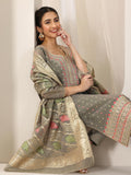 Libas Women'S Chanderi Silk Kurta Sets (99067O_Grey_Xl)