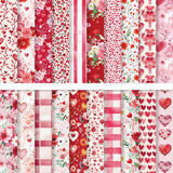 FYSUIMU 40 Sheets Valentine Pattern Paper Red Watercolor Heart Flower Scrapbook Specialty Paper Double Sided for Wedding Anniver