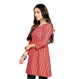 Shiv Textiles Rayon Fabric Printed Round Neck Short Kurtis For Women Top Dresses Kurti For Ladies & Girls Kurtis (Gajari_L)