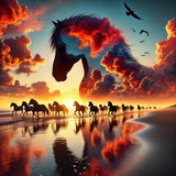 Ekuxom Diamond Painting Kits for Adults, Horse Diamond Art Kits for Adults, DIY 5D Round Full Drill Gem Art Kits for Gifts Home 