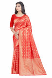 Sugathari Womens Banarasi Saree Pure Kanjivaram Silk Saree Soft New Ladies 2023 Design Wear Pattu Sarees Latest Party Sari Collections With Blouse Piece For Wedding Sadi (San Pari-191 Red)