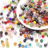 200PCS 6MM Crystal Glass Beads for Jewelry Making Mix Color Rondelle Facted Crystal Glass Beads for Bracelet Making Round Glass 