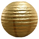 LumaBase Round Paper Lanterns, Metallic Gold - Set of 5