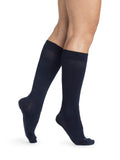 SIGVARIS Womens SEA Island Cotton 151 KneeHigh Compression Socks 1520mmHg Navy A (Small)