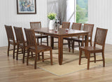 Sunset Trading Simply Brook 9 Piece 72 Rectangular Extendable Table Dining Set | 8 Slat Back Chairs| Amish Brown | Seats 8