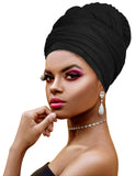 Novarena Long Stretch Jersey Knit & Kente African Print Headwraps For Women Hair Tie Scarf Turbans Dashiki Head Wraps