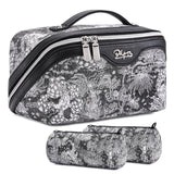BOYATU Travel Makeup Bag for Women: Large Capacity Make up Bag with Compartments - Vegan Leather Cosmetic Bag set of 3 - Waterpr