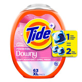 Tide Power PODs + Downy Laundry Detergent Pods, 63 Count, Soft Boosters + April Fresh