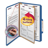 Smead 18732 Pressboard Classification Folders Legal FourSection Dark Blue 10/Box