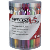 PILOT, Precise V5 RT Refillable & Retractable Rolling Ball Pens, Extra Fine Point 0.5 mm, Assorted Colors, Tub of 48