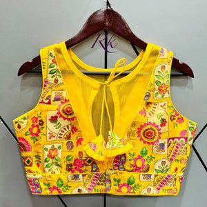 Vihu Fashion Women'S Phanotm Silk Floral Sleeveless Saree Blouse