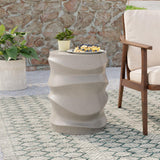 COSIEST Outdoor Side Table, 18''H Patio Concrete Side Accent Table, Streamlined Lightweight Decorative Patio Garden Stools, Plan