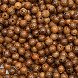 Kzyzpi 1000pcs Wooden Beads 6mm Dark Brown Round Wood Beads Natural Striped Loose Craft Beads for Crafts Used for DIY Jewelry Ma