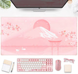 Cherry Blossom Mouse Pad Kawaii Pink Floral Desk Mat, Japanese Pastel Sakura Large Anime Gaming Mousepad XXL, Cute Aesthetic Mou