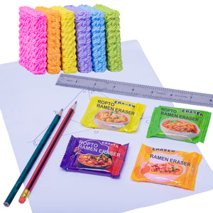 ROPTO 16 PCS Mini Food erasers for Kids Classroom Spicy Ramen Noodles Erasers Cute erasers for Kids Bulk Desk Pets Valentines Gi