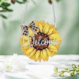 Diamond Art Painting Hanging Pendant DIY Welcome sunflower 5D Special Shape Crystal Diamond Art Partial Mosaic Making Craft Wrea