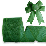 JaoZuyard Dark Green Burlap Ribbon 1 1/2 inch X 10 Yard Natural Dark Green Woven Ribbon DIY Handmade Solid Wired Edging Producti