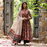 Anni Designer Women'S Rayon Viscose Anarkali Printed Kurta With Pant & Dupatta (Ziha Multi_M_Multicolor_Medium),Multicolour,M,,,