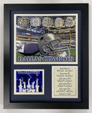 Legends Never Die Dallas Cowboys Super Bowl Championship Rings Collectible | Framed Photo Collage Wall Art Decor - 12x15 (11573U