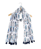 Ravaiyaa Attitude Is Everything Hand Block Printed Cotton Long Stole Hijab Neck Wrap Scarf With Tassel 71 X 21 Inch (White B