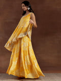 Libas Women'S Yellow Printed Silk Blend Co-Ords Regular 27620