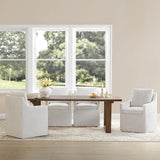 KISLOT Upholstered Dining Chair with Casters Easy Assembly Side Deskchair with Rollers for Diningroom Living Room,Linen,4 Box