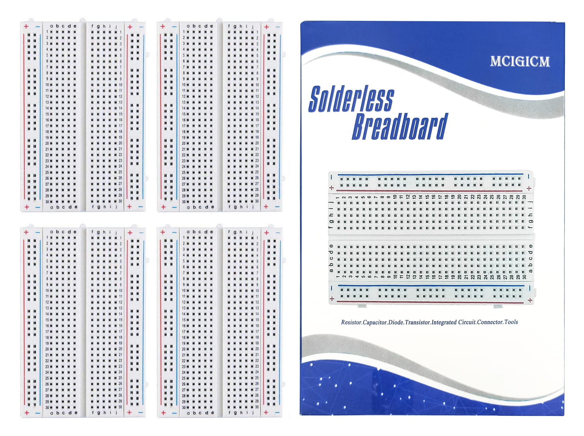 (4 Pcs) Mcigicm 400 Points Solderless Breadboard