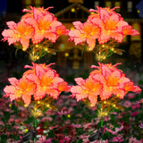Neporal Solar Flowers Outdoor Waterproof Rhododendron, Garden Solar Lights Decorative 4PK 7-Stem, 2 Decor Lighting Modes, Solar 
