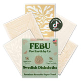 FEBU Swedish Dishcloths for Kitchen | 5 Pack Neutral Reusable Paper Towels Washable | Swedish Dish Towels | Non-Scratch Cellulos
