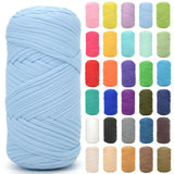 Tshirt Yarn for Crocheting,Sky Blue T Shirt Chunky Elastic Fabric Thick T-Shirt Crochet Yarn for Beginners Crocheting Hand Knitt