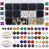 EuTengHao 715Pcs Lava Beads Stone Rock Beads Glass Beads Bracelet Making Kit with Chakra Beads Spacer Beads Bracelet Elastic Str