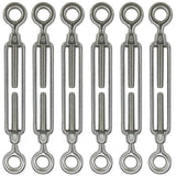 HEVERP 6Pcs M6 304 Stainless Steel Eye and Eye Turnbuckles, Shade Sail Hardware, Heavy Duty Wire Rope Tension, Antirust, O to O 