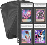 Top Loader Sleeves 4 Pocket, 20 Pack Toploader Binder Pages for 3x4 Baseball Card Protectors, 160 Pockets Trading Card Sleeves B