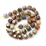 Malahill Wholesale Natural Faceted Stone Beads for Jewelry Making Sold per Bag 5 Strands Inside Cube Brazil Jasper 8mm