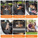 URPOWER 6 in 1 Convertible Dog Car Seat Cover for Back Seat 60/40 Split Dog Seat Cover 100% Waterproof Dog Hammock for Car Nonsl