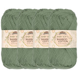 JubileeYarn Baby Soft Bamboo Cotton Yarn - 50g/Skein - Burning Sage - 4 Skeins