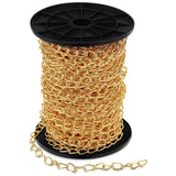 Yaocom 100 ft Galvanized Steel Hanging Jack Chain Gold Metal Link Chain Roll Spool for Light Fixture, Bird Feeders, Overhead Lig