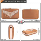 Adisa Beaded Formal Party Clutch With Pearls Handle Gold Chain For Women And Girls (Cl110-Cop),Copper,,B0DYYHVGY8