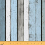 Old Wooden Barn Door Fabric for Chairs DIY,Rustic Farmhouse Style Outdoor Fabric by The Yard,Blue Green Stripes Decorative Fabri