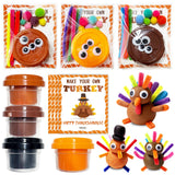 Thanksgiving Party Favors - 24 Pack Make a Turkey Playdough Kits - Funny Thasksgiving Goodie Bag Stuffers for Boys Girls Toddler