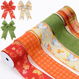 Blosssound Thanksgiving Ribbon Wired for Wreaths Crafts 2.5 Inch x 30 Yards Burlap Fall Ribbons Wired Edged Autumn Leaves Pumpki