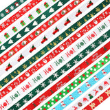 SANNIX Christmas Ribbon, 15 Yards 3/8 Inch Christmas Grosgrain Ribbons for Gift Wrapping, Christmas Festival Pattern Printed Rib