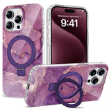 ETPESOK Compatible with iPhone 15 Pro Case Marble Pattern with Magnetic Ring Stand [Compatible with Mag-Safe] TPU Protective Pho